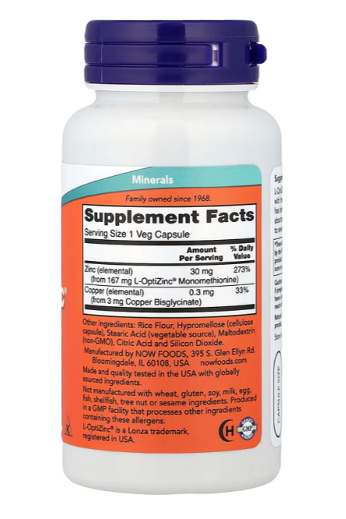 NOW Foods, L-OptiZinc®, 100 Veg Capsul.
