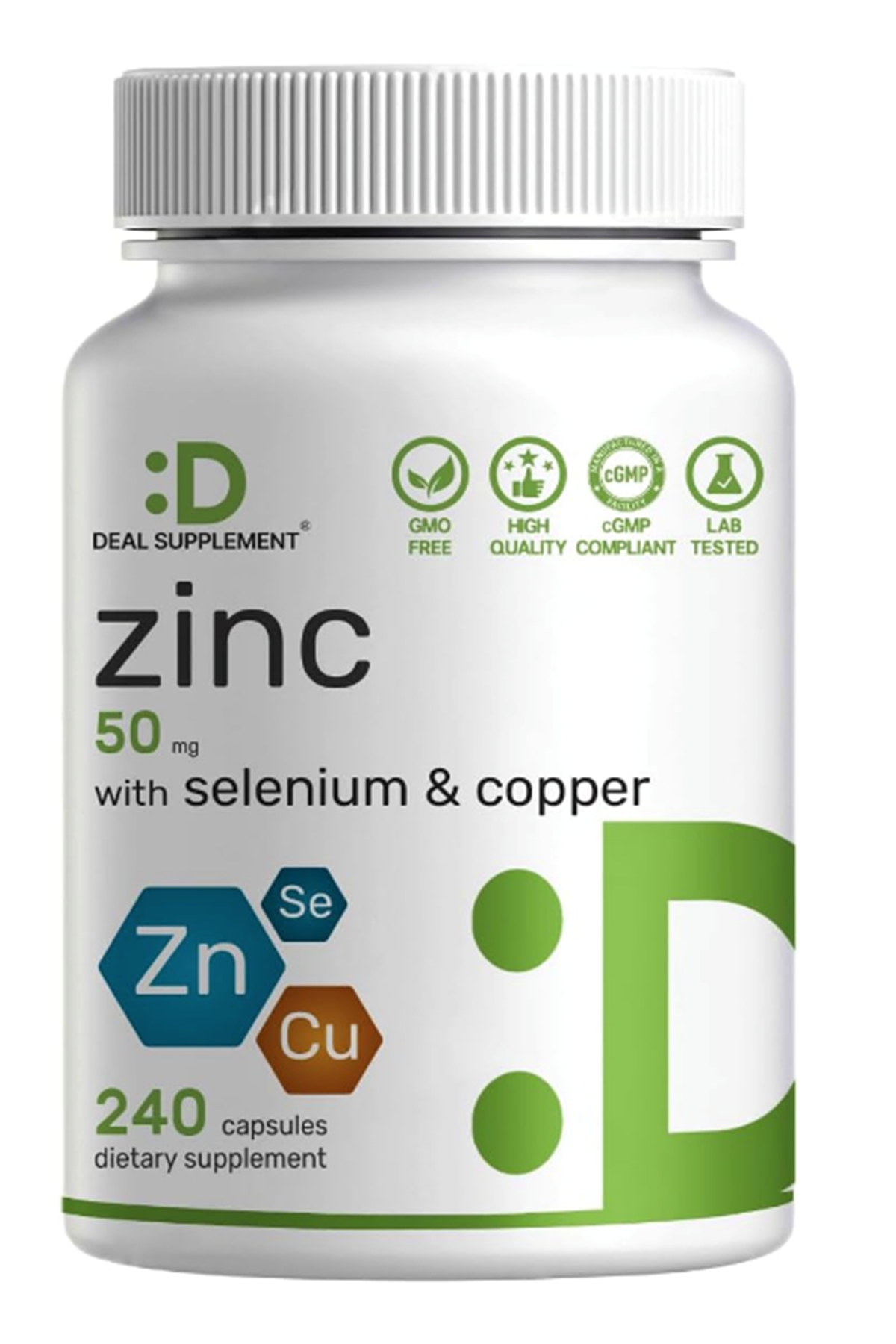 DEAL SUPPLEMENT Zinc Picolinate 50mg with Copper Selenium, 240 Capsul.(Ösg Özel Sporcu Gıdaları)
