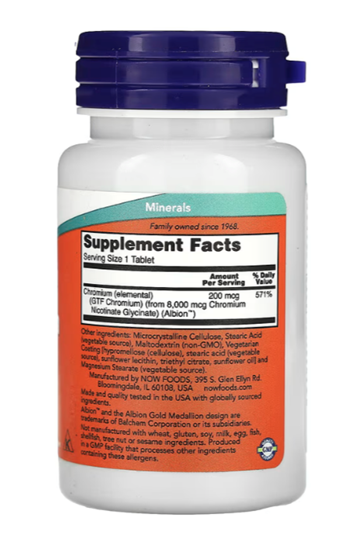 NOW Foods, GTF Chromium, 200 mcg, 100 Tablet.