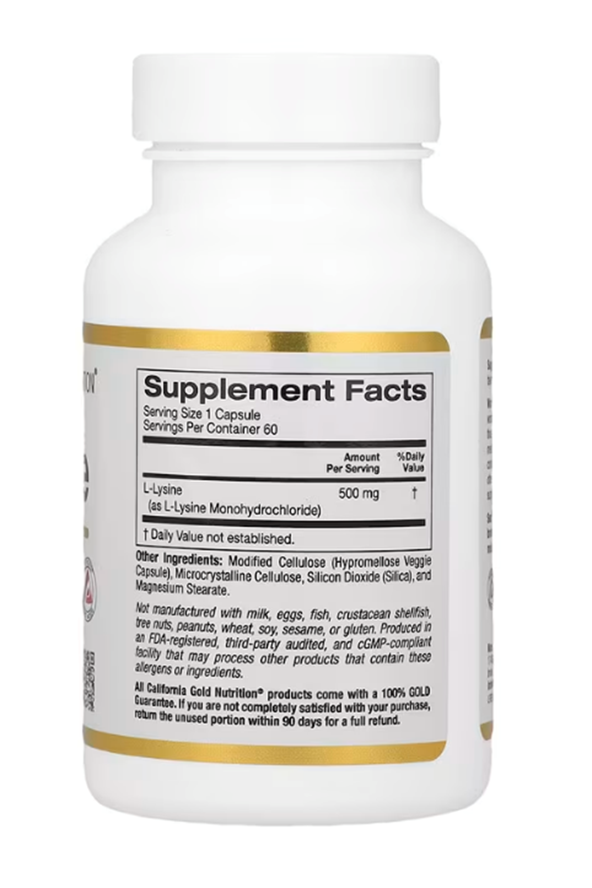 California Gold Nutrition, L-Lysine, 500 mg, 60 Veggie Capsules.