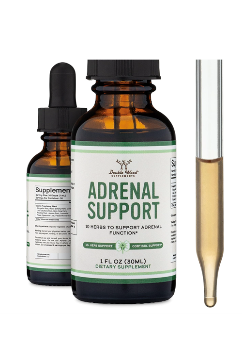 Double Wood Adrenal Support Supplements (Liquid Drops) - 10 Organic Adaptogens for Adrenal Fatigue (One Month Supply) Cortisol Manager for Stress Relief (10 Apoptogenic Herbs for Adrenal Health)30ML 3833