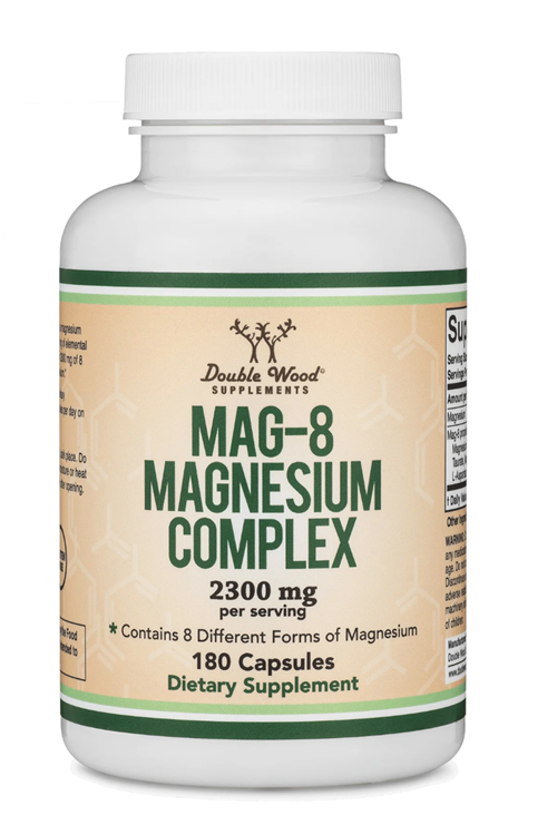Double Wood Magnesium MAG-8 Complex 180 Capsules (436mg Elemental Magnesium Provided by 2,300mg of Eight Different Forms of Magnesium) Provides 100% Daily Recommended Value of Magnesium.4139
