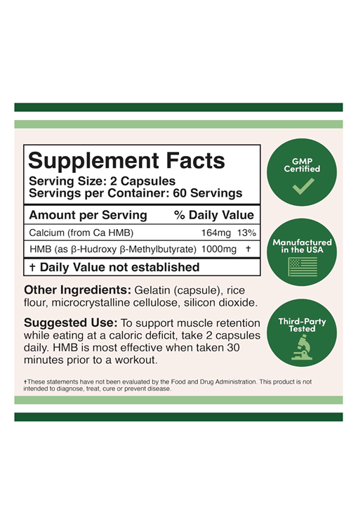 Double Wood HMB Supplement, Third Party Tested, Made in USA, 120 Capsules, 1000mg.39.