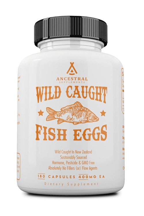 Ancestral Supplements Wild Caught Fish Eggs, 2400mg, Omega-3 Supplement Supports Brain, Heart, Fertility and Inflammatory Health, Whole Food Source of Vitamin D, K2, and A, Non-GMO, 180 Capsul.USA.3990