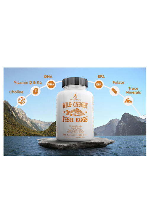 Ancestral Supplements Wild Caught Fish Eggs, 2400mg, Omega-3 Supplement Supports Brain, Heart, Fertility and Inflammatory Health, Whole Food Source of Vitamin D, K2, and A, Non-GMO, 180 Capsul.USA.3990