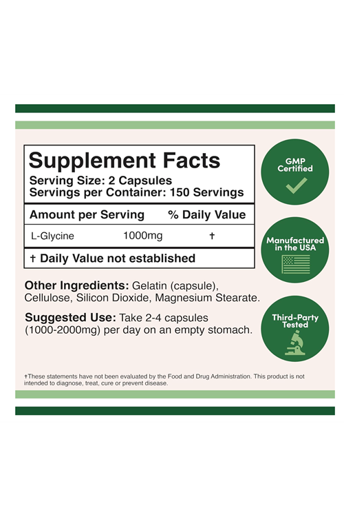 Double Wood Glycine 1,000mg  300 Capsul "Relaxing" USA 41.