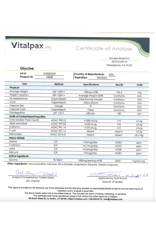 Double Wood Glycine 1,000mg  300 Capsul "Relaxing" USA 41.