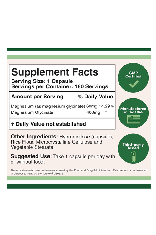 Double Wood Magnesium Glycinate 400mg, 180 Capsul.Abd Menşei.39.