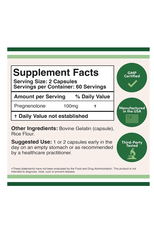 Double Wood Pregnenolone 100mg (Converted to Progesterone to Boost Progesterone Levels) 120 Capsul 2 Aylık Tedarik. 35.