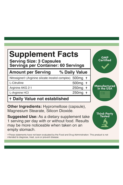 Double Wood Nitric Oxide (Stim Free Pre Workout) - Nitrosigine, L Arginine, and L Citrulline (Clinically Studied to Boost No2 Nitric Oxide Flow) 180 Capsul.4040