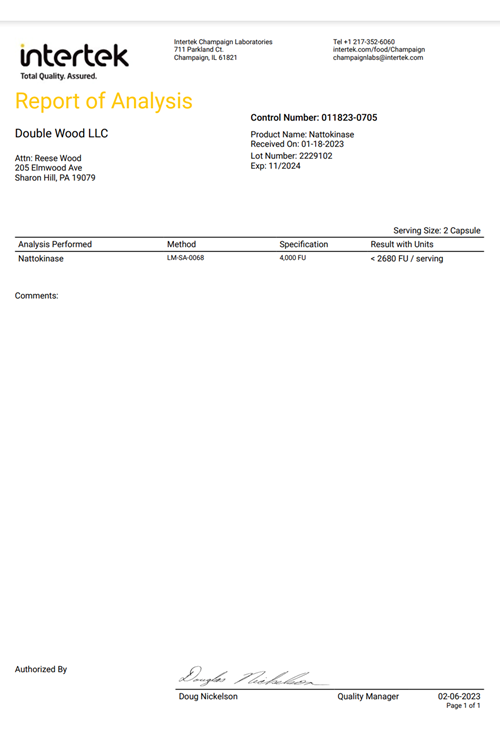 Double Wood Nattokinase  4,000 FU  120 Capsul.39.