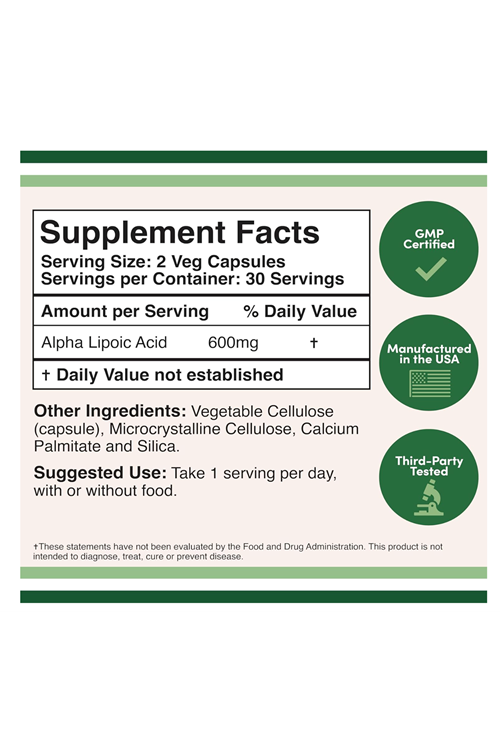 Double Wood Alpha Lipoic Acid 600mg  60 Capsul. 3932