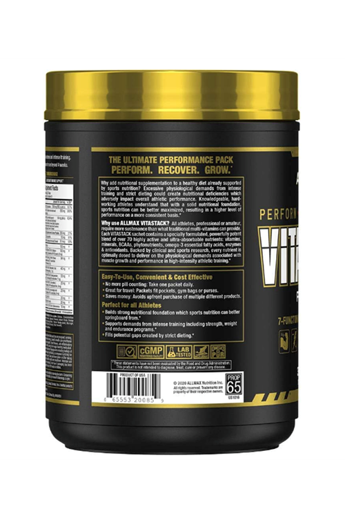 ALLMAX VITASTACK - 30 Multi-Packs - Convenient Multivitamin, Mineral & Nutrient Tablets - 30 Servings.3544