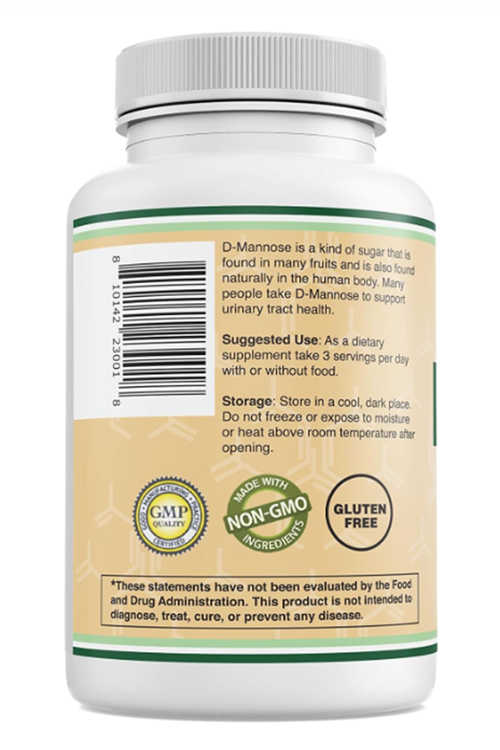 Double Wood D Mannose 500mg 90 Capsules (D-Mannose for Urinary Tract Health and Bladder Lining 35.