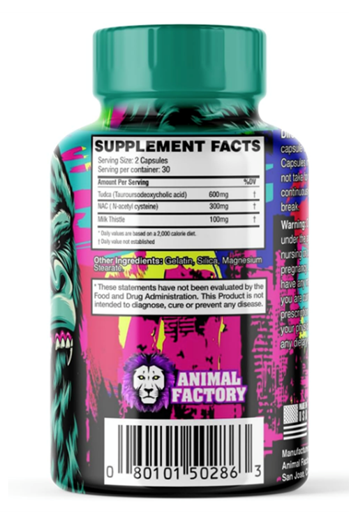 Animal Factory, Tudca + N.A.C N-Acetyl Cysteine + Milk Thisle - 600mg+300mg+100mg Anti-Aging Liver Support  60 Capsul. Usa Amazon Best Seller.3948.