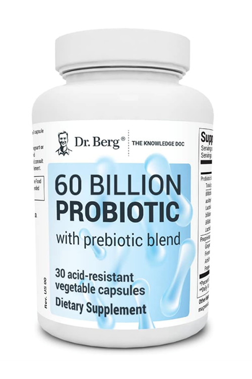 Dr. Berg 60 Billion Probiotic - Probiotics for Men & Women - Pre and Probiotics for Digestive Health - 30 Vegetable Capsul.Usa Amazon Best Seller.3949.