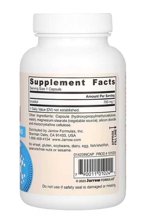 Jarrow Formulas, Vegan Inositol, 750 mg, 100 Veggie Capsules.3943