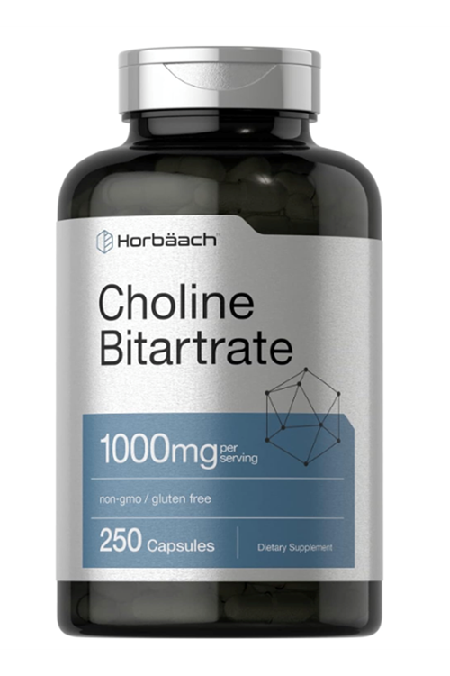 Horbaach Choline Bitartrate 1000mg  250 Capsules.44.