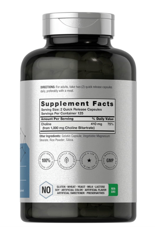 Horbaach Choline Bitartrate 1000mg  250 Capsules.44.