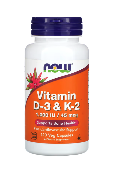 NOW Foods  Vitamin D-3  K-2  120 Veg Capsules.ABDE Menşei.36.