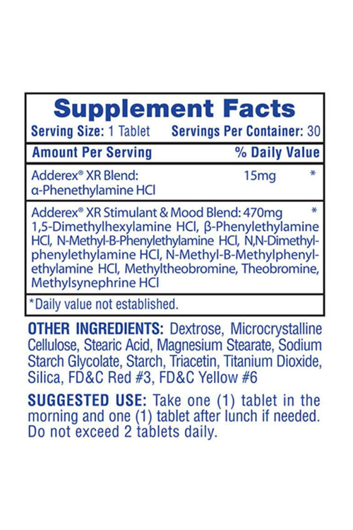 Hi-Tech Pharmaceuticals Adderex XR 30 Tablets. Usa48.