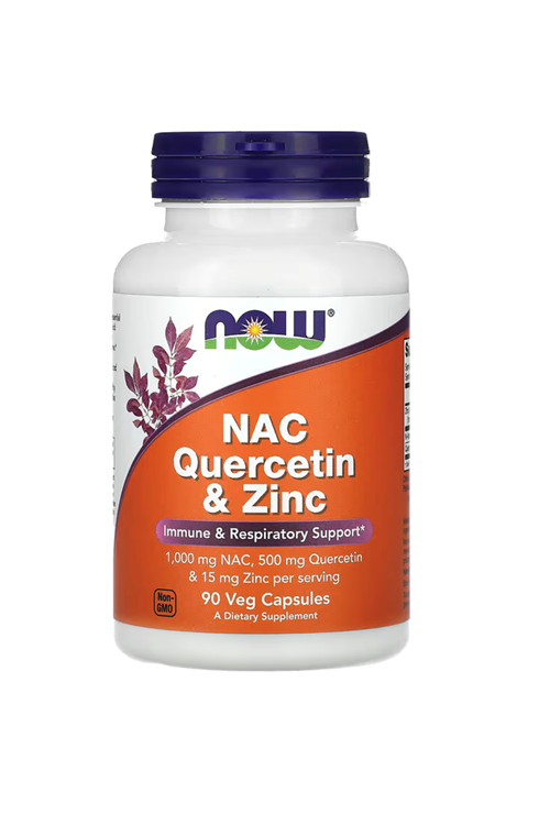NOW NAC N-Acetyl Cysteine Quercetin & Zinc (elemental) (from 75 mg Zinc Bisglycinate) (Albion™) 90 Veg Capsul. 4051