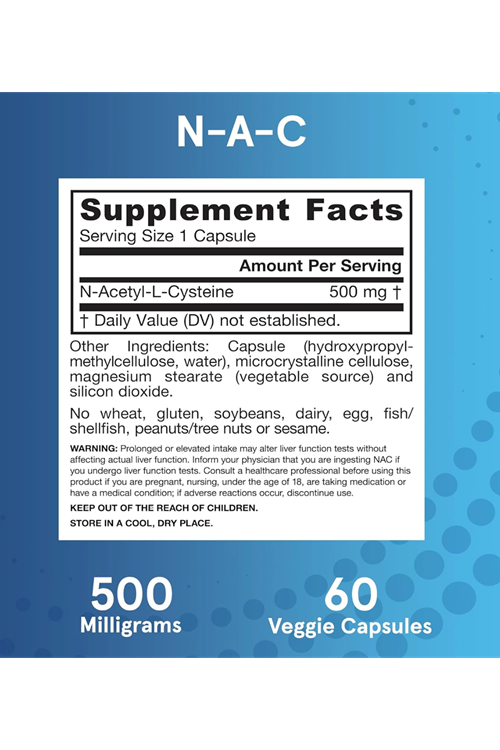 Jarrow Formulas N.A.C N-Acetyl-L-Cysteine 500 mg Liver Function - Glutathione 60 Veggie Capsul.3531.