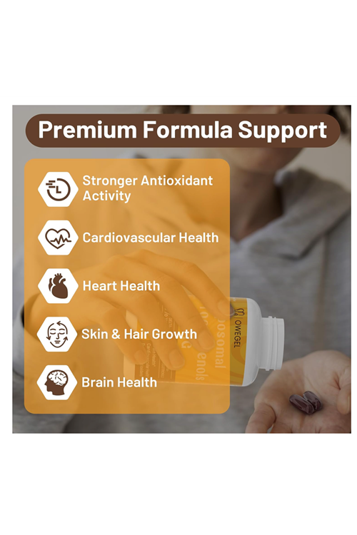 Owegel  Liposomal Tocotrienols 1000mg - High Bioavailability Vitamin E Tocotrienols,95% Delta & 5% Gamma Tocotrienol Cardiovascular,Skin,Bone,Antioxidant,60 Softgels 3652.