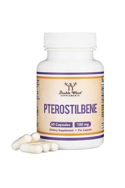 Double Wood Pterostilbene 100mg  The USA, 60 Capsul, Resveratrol, Antioxidant for Longevity Support (Non-GMO, Gluten Free) 4038