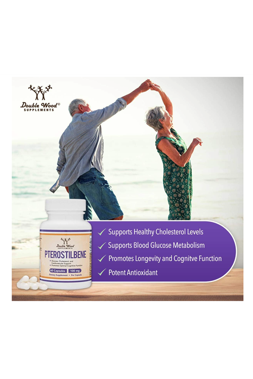 Double Wood  Pterostilbene 100mg  60 Capsul, Resveratrol, Antioxidant for Longevity 38.