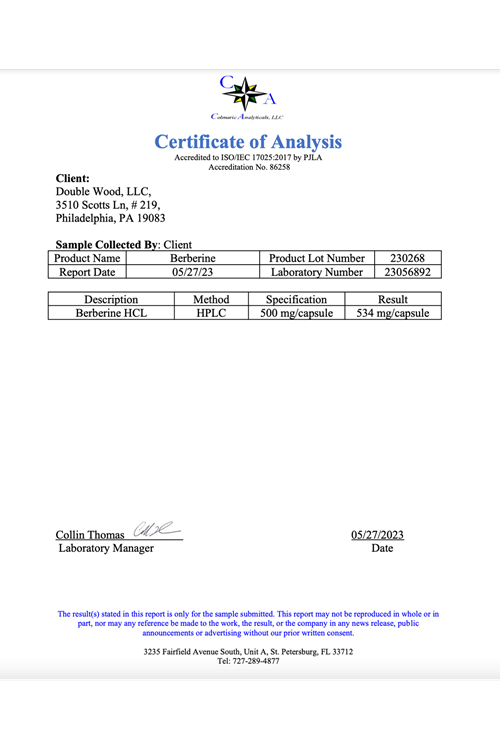 Double Wood Berberine 500mg 60 Capsul.(Abd Menşeidir).39.