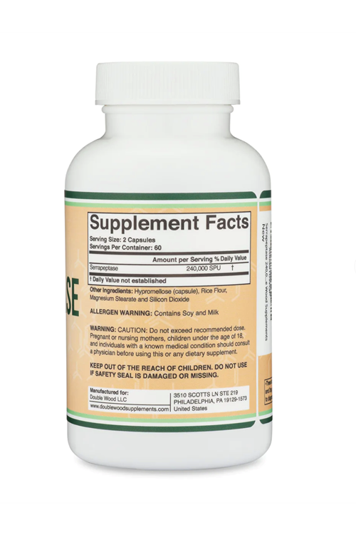 Double Wood Serrapeptase 240,000 SPU Vegie 120 Capsul.Abd Menşei.39.