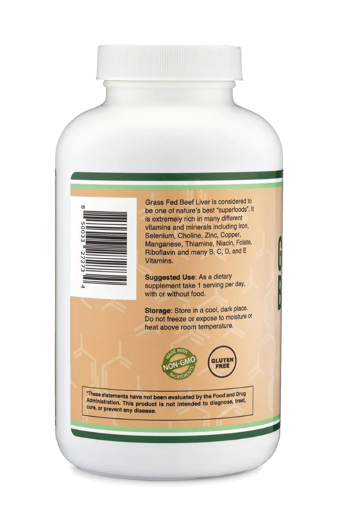 Double Wood Grass Fed Beef Liver 1000mg 180 Capsul. Usa Version 38.