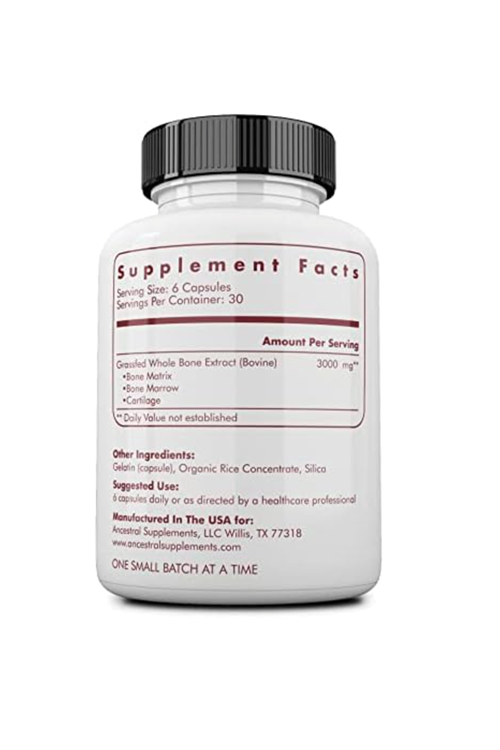 Ancestral Supplements Grass Fed Beef Bone and Marow 3000mg,  180 Capsul.Abd Menşei 79.