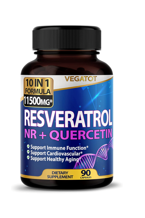 VEGATOT  High Strength Resveratrol  NAD 11,500MG with Quercetin Healthy Aging Immune Brain Boost Joint  90 Capsul.Usa Amazon Best Seller 43.