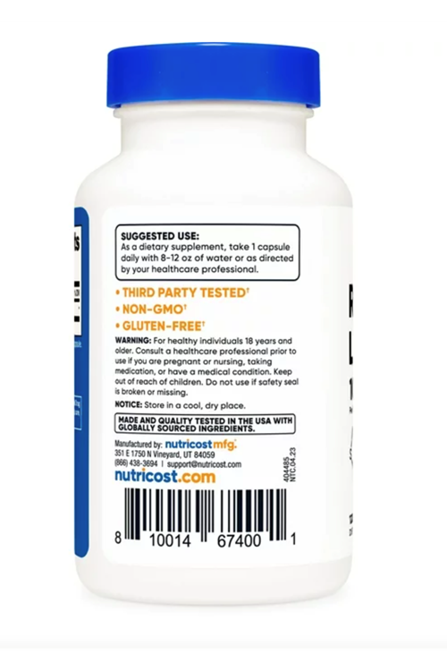 Nutricost R-Alpha Lipoic Acid 100mg, 120 Capsules -Non-GMO, Gluten Free.4043.