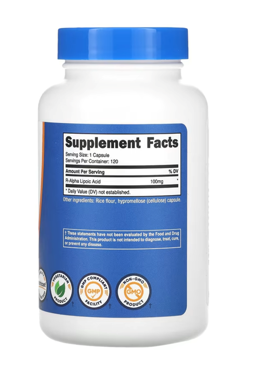 Nutricost R-Alpha Lipoic Acid 100mg, 120 Capsules -Non-GMO, Gluten Free.43.