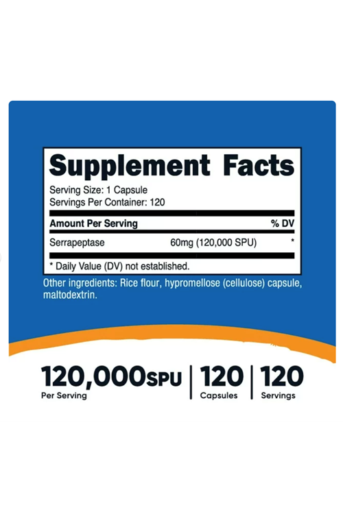 Nutricost Serrapeptase 120,000 SPU, 120 Capsules - Vegetarian. 4140