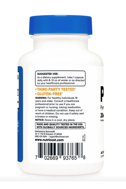 Nutricost PQQ (Pyrroloquinoline Quinone) 20mg, 60 Capsules - Non-GMO, Gluten Free. ABD MENŞEİ.4140