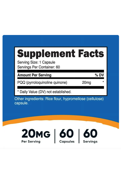 Nutricost PQQ (Pyrroloquinoline Quinone) 20mg, 60 Capsules - Non-GMO, Gluten Free. ABD MENŞEİ.4140