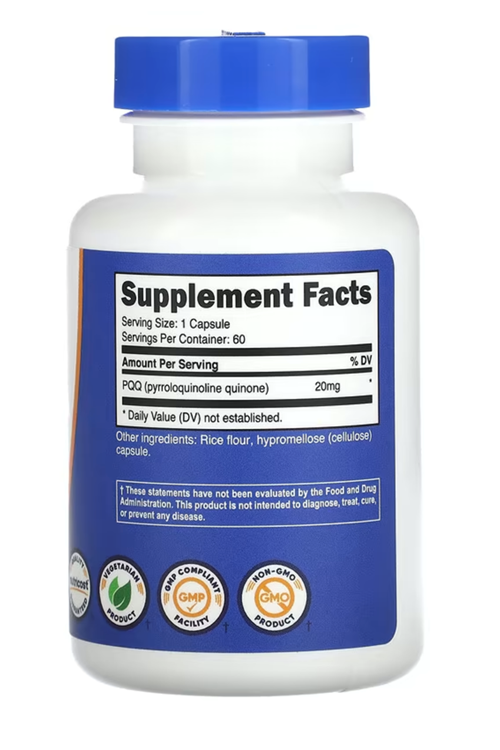 Nutricost PQQ (Pyrroloquinoline Quinone) 20mg, 60 Capsules - Non-GMO, Gluten Free. ABD MENŞEİ.4140