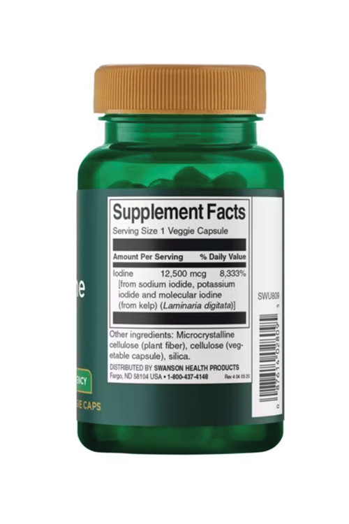 Swanson Ultra Triple Iodine Complex - High Potency 12.5 mg, 60 Veggie Capsul.Orj Usa Versiondur.3233