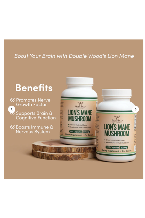 Double Wood Lion's Mane Mushroom 500mg 120 Capsul.Usa 38.