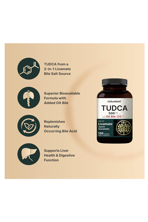 NatureBell TUDCA 500mg with OX Bile 125mg  120 Capsul.Usa Amazon Best Seller.47.