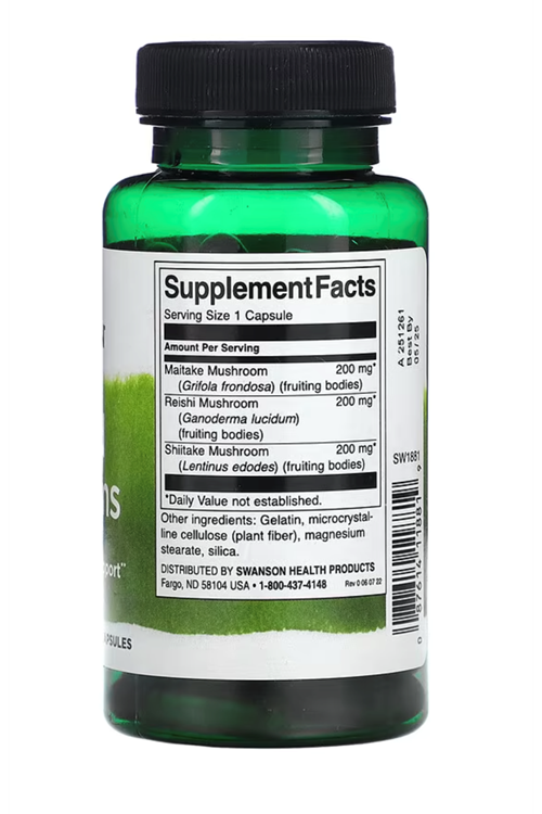 Swanson, Mood Shrooms, 60 Capsules Stress and Mood Support 3-in-1 Formula.Abd Menşei. 3929