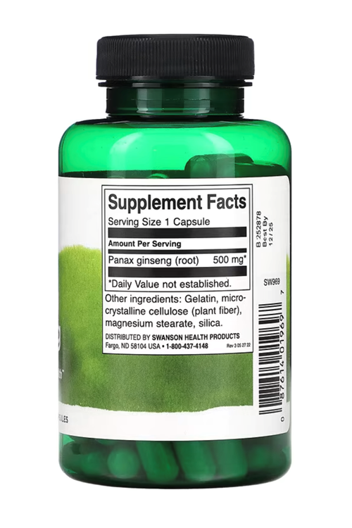 Swanson   Korean Ginseng  500mg  100 Capsules.Abd Menşei.29.