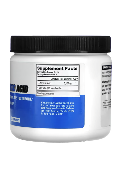 EVL Nutrition, DAA D-Aspartic Acid, Unflavored, 3.3 oz (94 g). Orıjınal Usa.3933