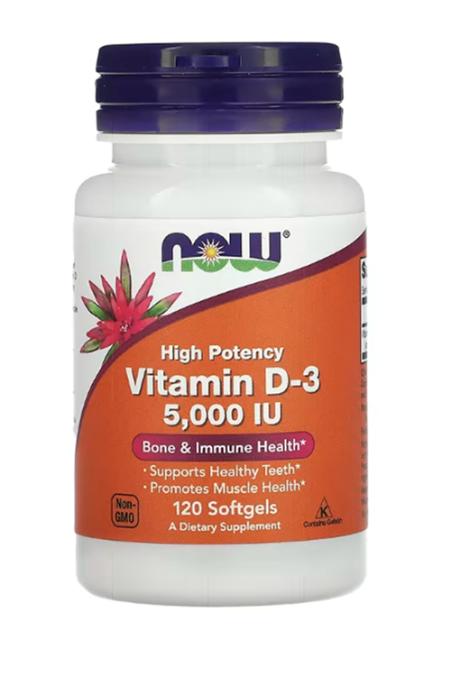 NOW Foods  Vitamin D-3  High Potency  5,000 IU  120 Softgels.Usa Menşei. .3731