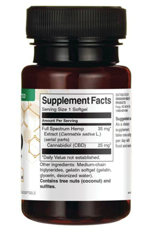 Swanson Premium C.B.D Full Spec-trum 25 mg / 60 Softgels. Orj Usa Version.72.