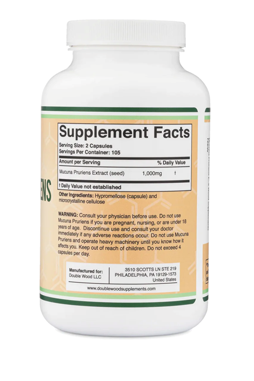 Double Wood  Mucuna Pruriens Extract Dopamine Boosting-210 Capsul.39.